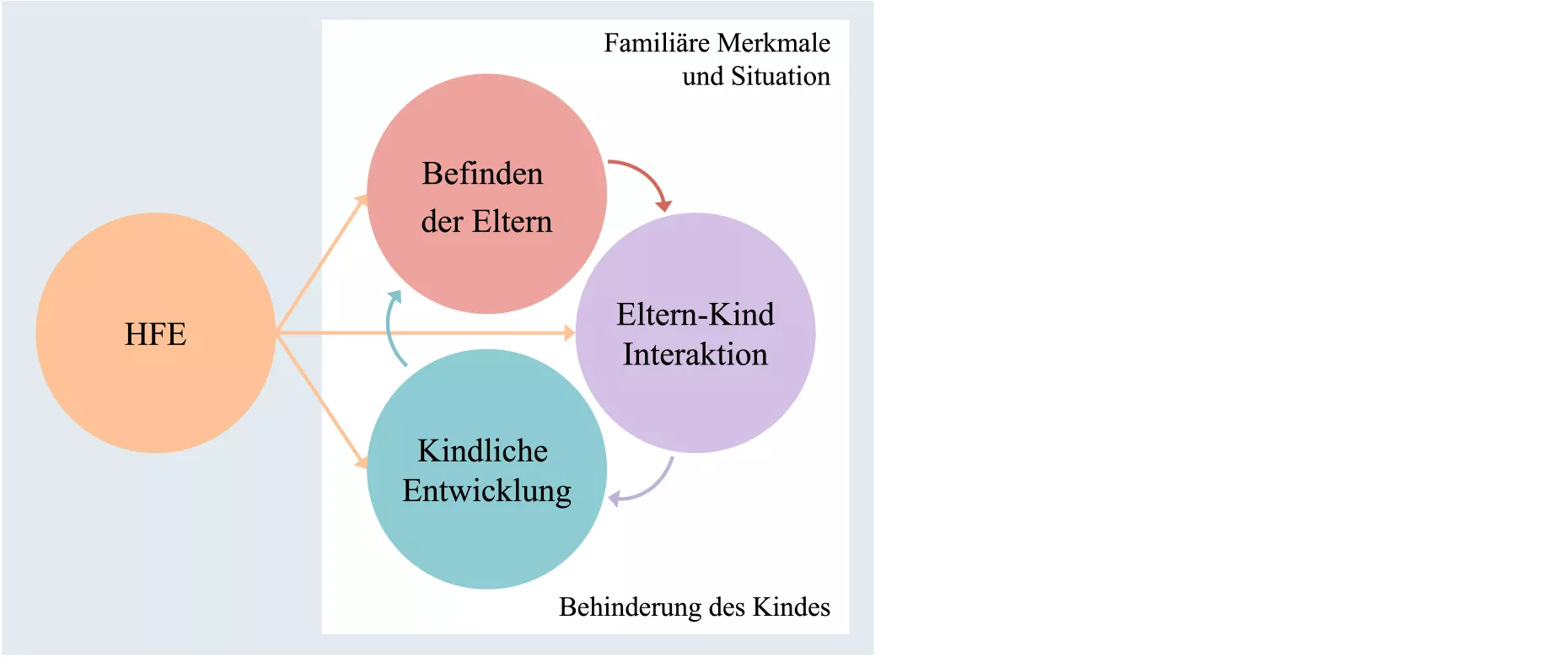 Abbildung 1. Vereinfachtes Wirkmodell der Heilpädagogischen Früherziehung (HFE).